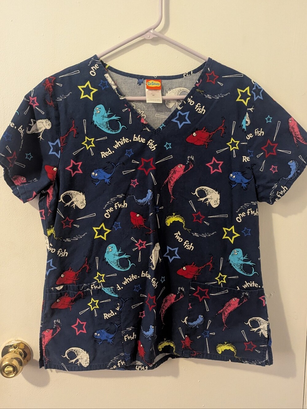 Navy Dr Seuss Scrub Top